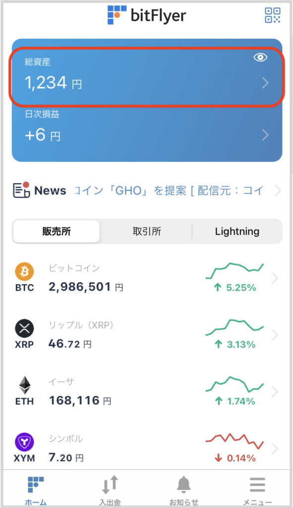 ビットフライヤー　総資産